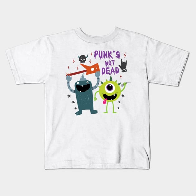 Punk Monsters Kids T-Shirt by Chonkypurr